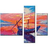 Painting by Numbers Nature Art Boat by The Sea i 3-Panel